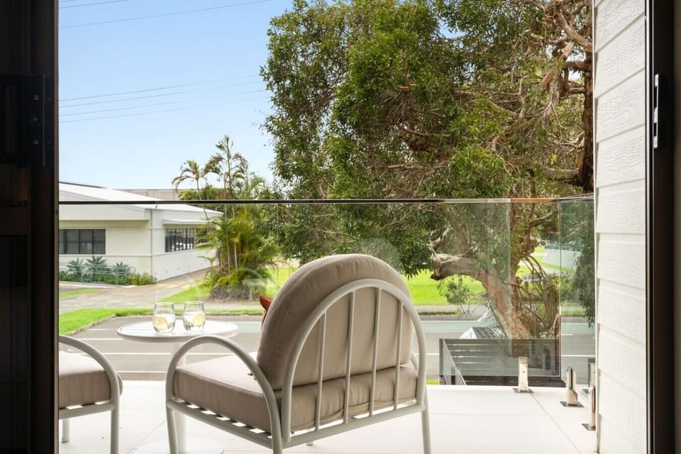 Private upstairs balcony with outdoor seating area