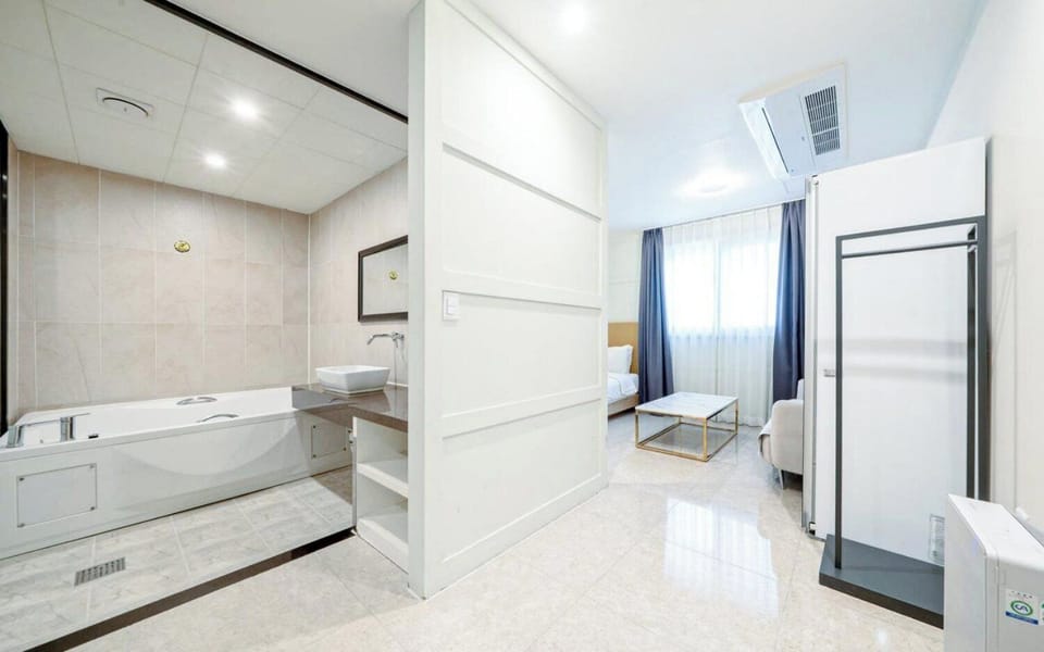 Hair dryer, towels, shampoo, toilet paper