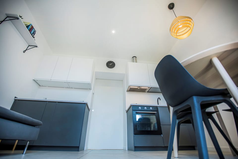 Classic Apartment, Balcony, City View | Private kitchen | Fridge, microwave, oven, stovetop