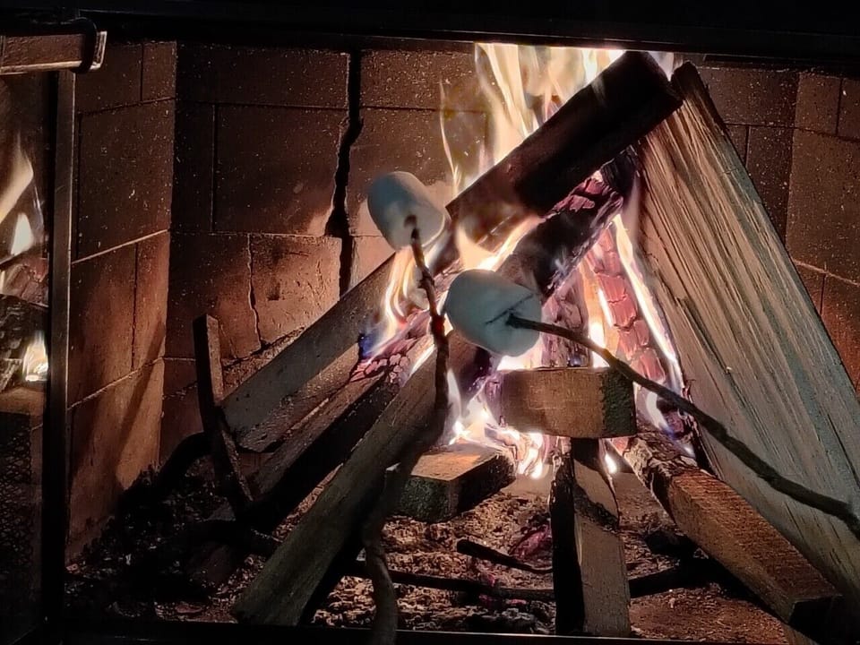 Cozy up by the wood-burning fireplace after a day on the mountain.