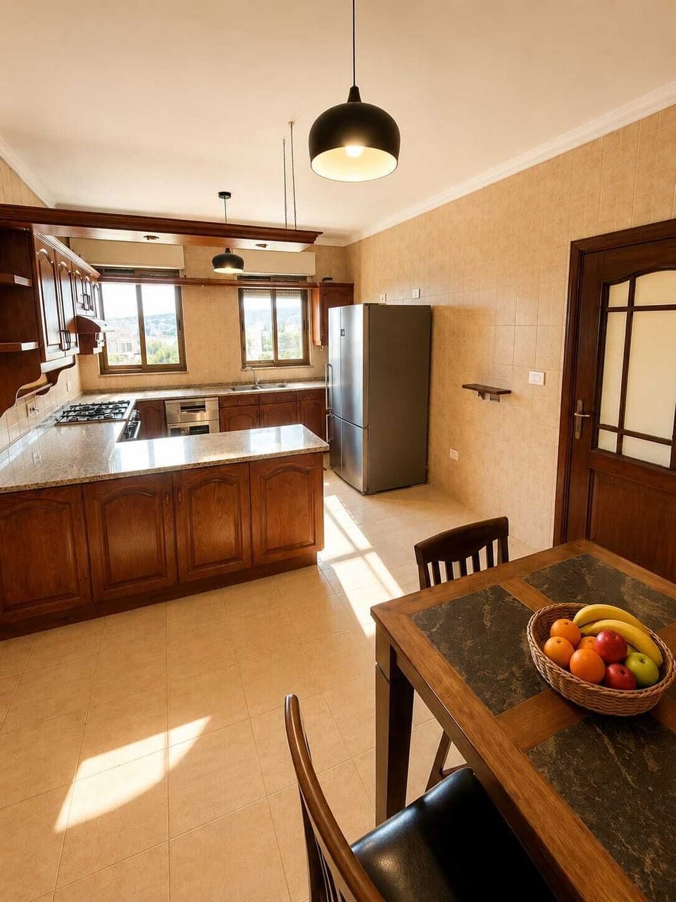 Apartment | Private kitchen | Cookware/dishes/utensils, freezer, dining table