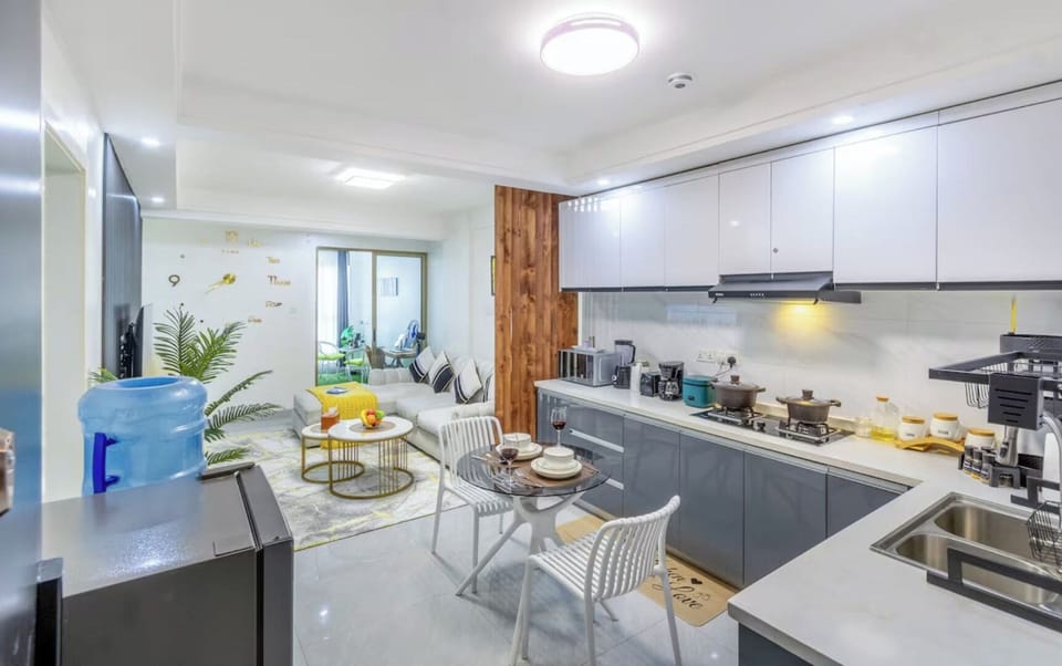 Deluxe Apartment, City View | Private kitchen | Full-size fridge, microwave