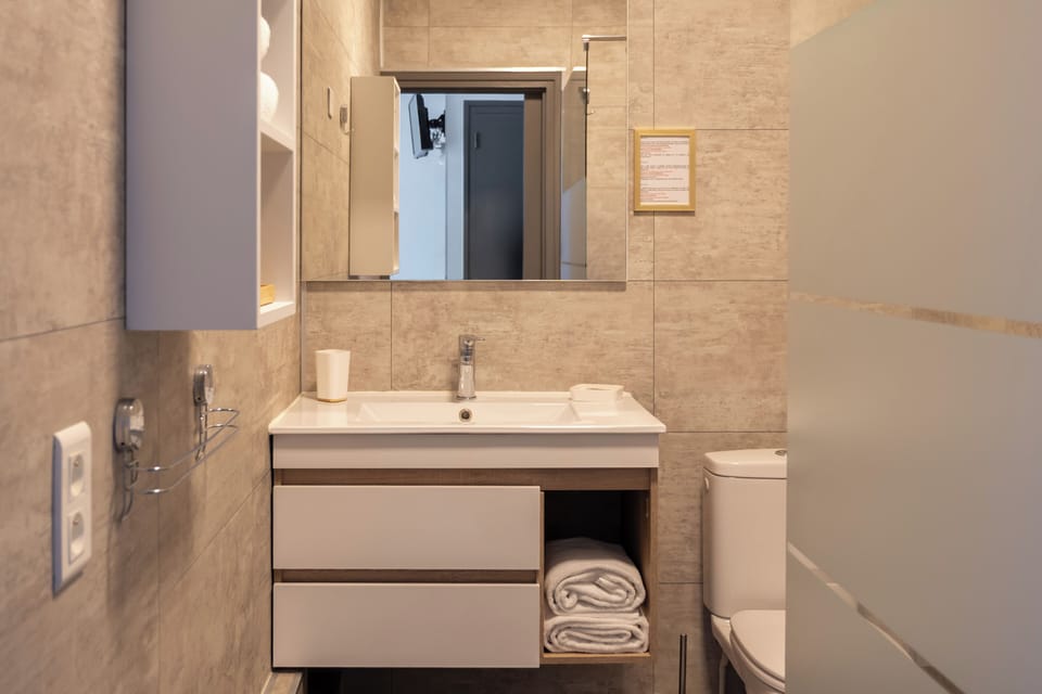 Comfort Double Room, Garden View | Bathroom | Hydromassage showerhead, designer toiletries, hair dryer, towels