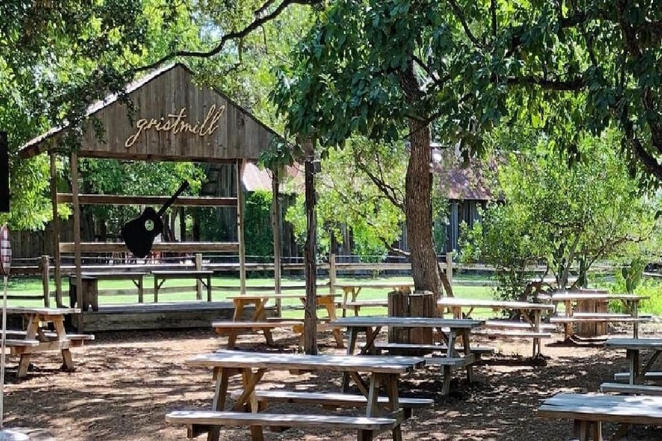 Gristmill is a great restaurant on the Guadalupe River 15 min away