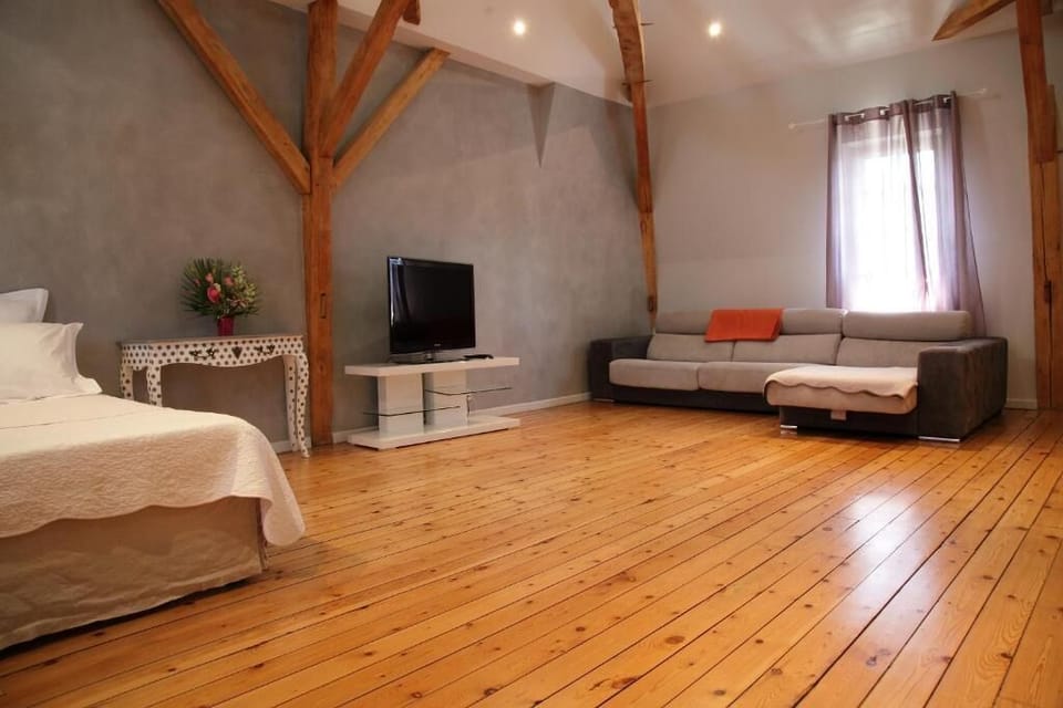 Deluxe Loft, Air conditioning, Garden View | Living area | TV
