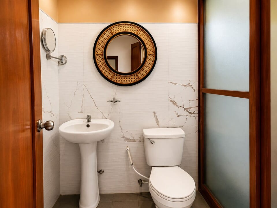 Shower, bidet, towels