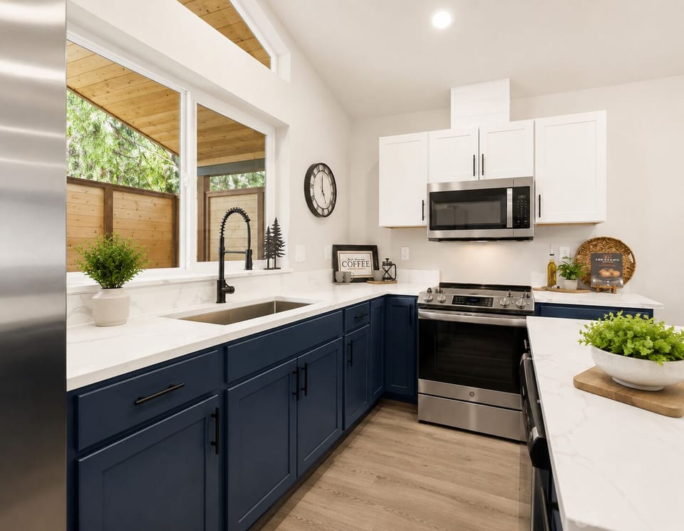 Cook favorite meals in a bright, fully equipped kitchen.