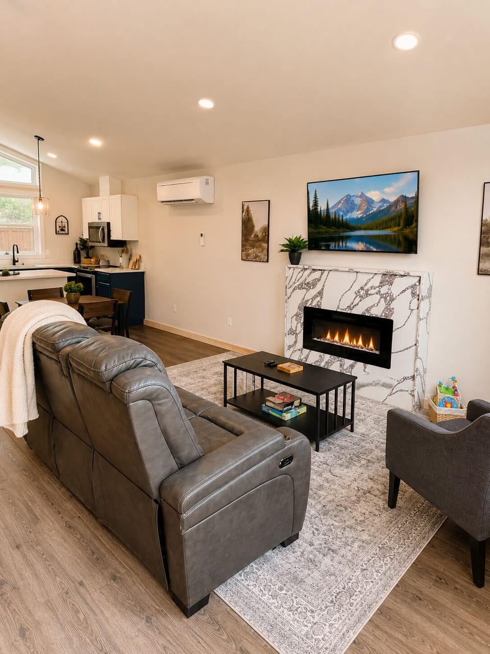 Open concept living and dining room ensures the whole group stays connected. 
