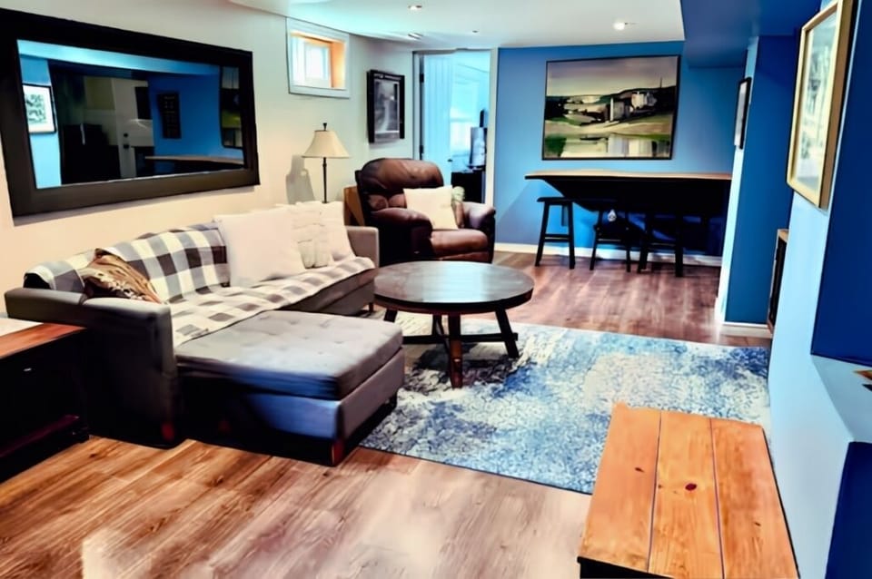 The living space in the Charming Basement Apartment