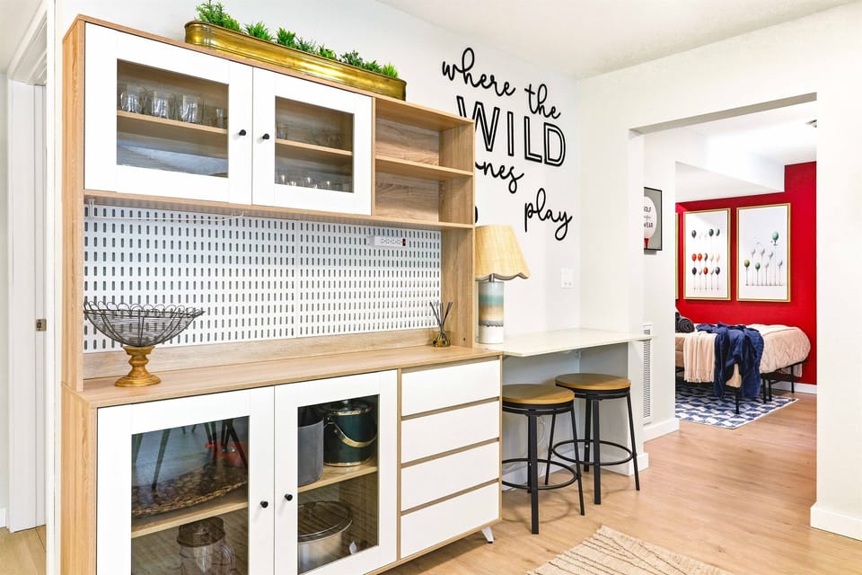 Create your own cozy corner for coffee, games, or a quick toast before heading out to play.