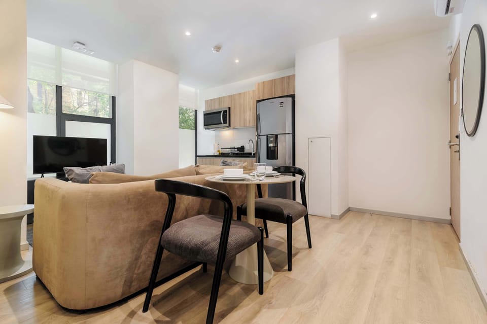 Open-concept dining and living space.
