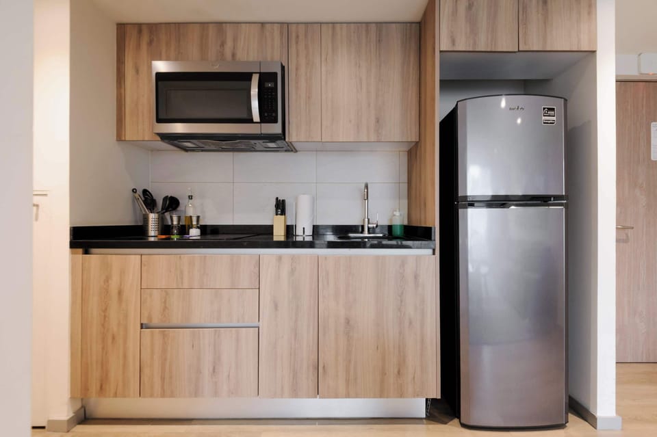 Fully equipped kitchen with everything needed to prepare meals during your stay.