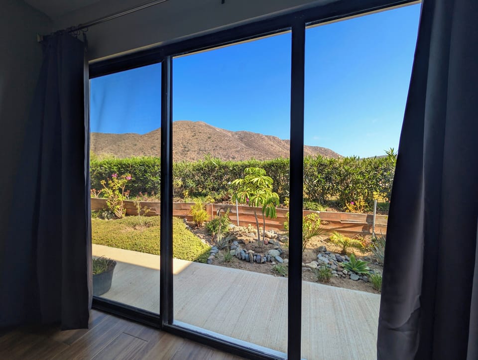 out the sliding door of master bedroom to small coutyard