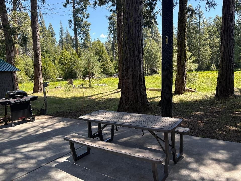 Morning coffee in the shade, evening meals off the grill, and that meadow view