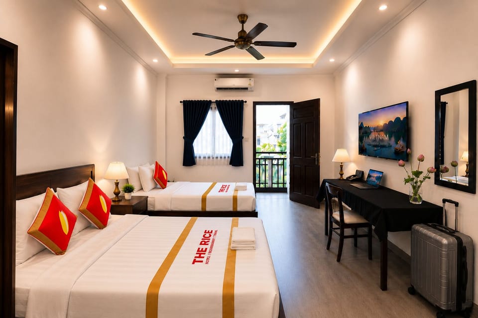 Premier Triple Room, City View | Minibar, desk, WiFi (free), bed sheets