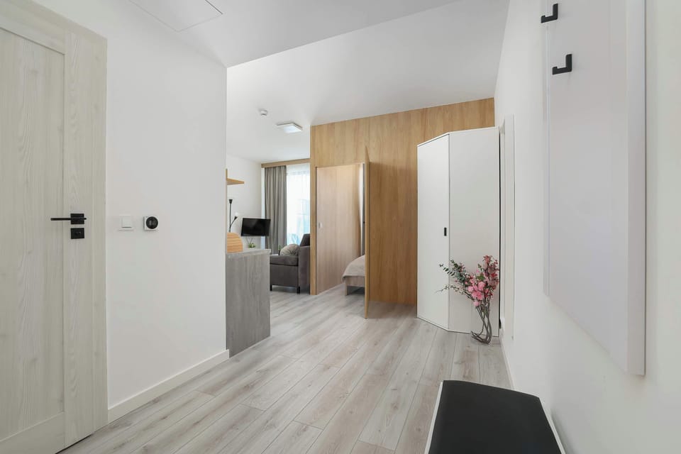 Bright hallway connecting all apartment areas with a spacious, welcoming feel.