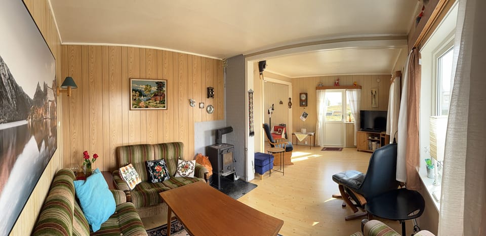 Living room with a fireplace