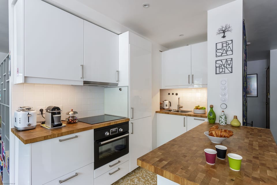 Kitchen equipped with coffee machine