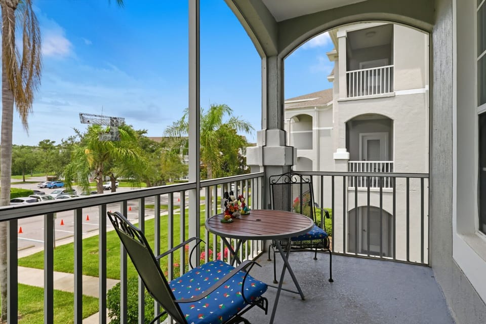 Private screened balcony perfect for morning coffee