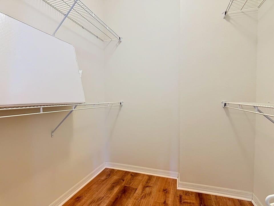 Spacious walk-in closet storage