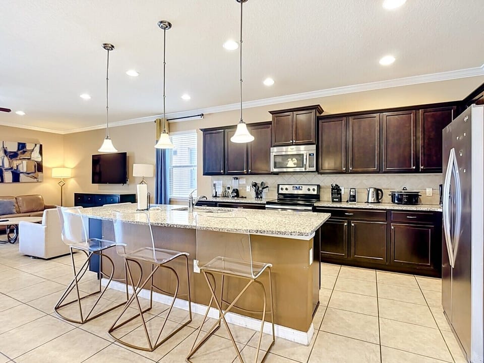View from the Kitchen Island Overlooking the Open First Floor