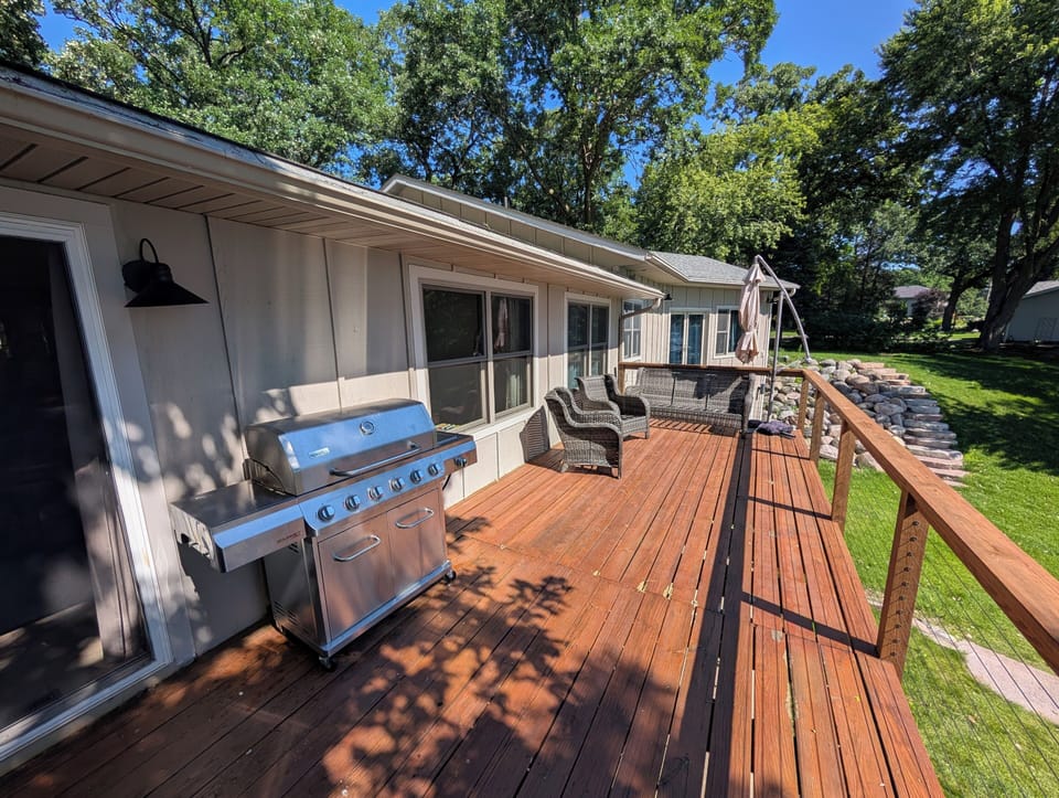 Deck with grill and seating area highlighted.