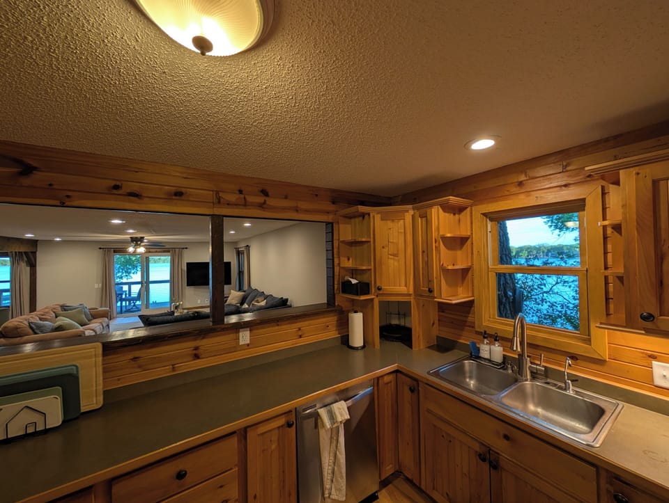 Kitchen with view of the lake.