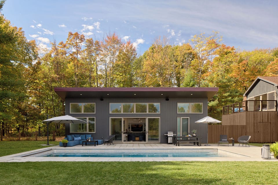 Private heated pool steps from the pool house for easy, indoor/outdoor living.