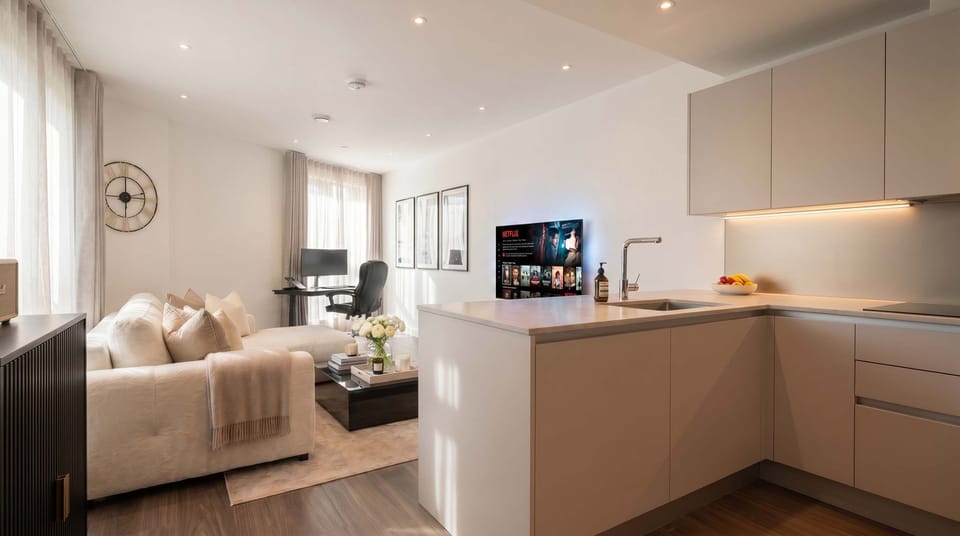 Bright, airy living space ideal for socializing or unwinding.