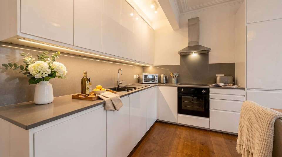 Cook gourmet meals in the sleek, fully-equipped kitchen.