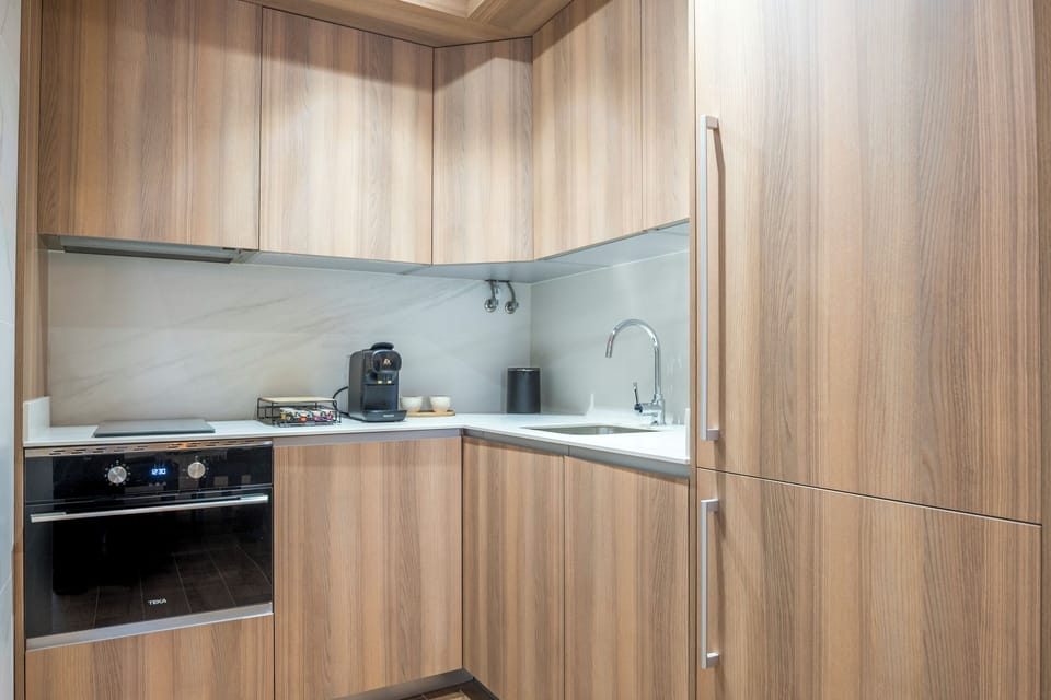 Classic Apartment | Private kitchen | Fridge, microwave, oven, stovetop