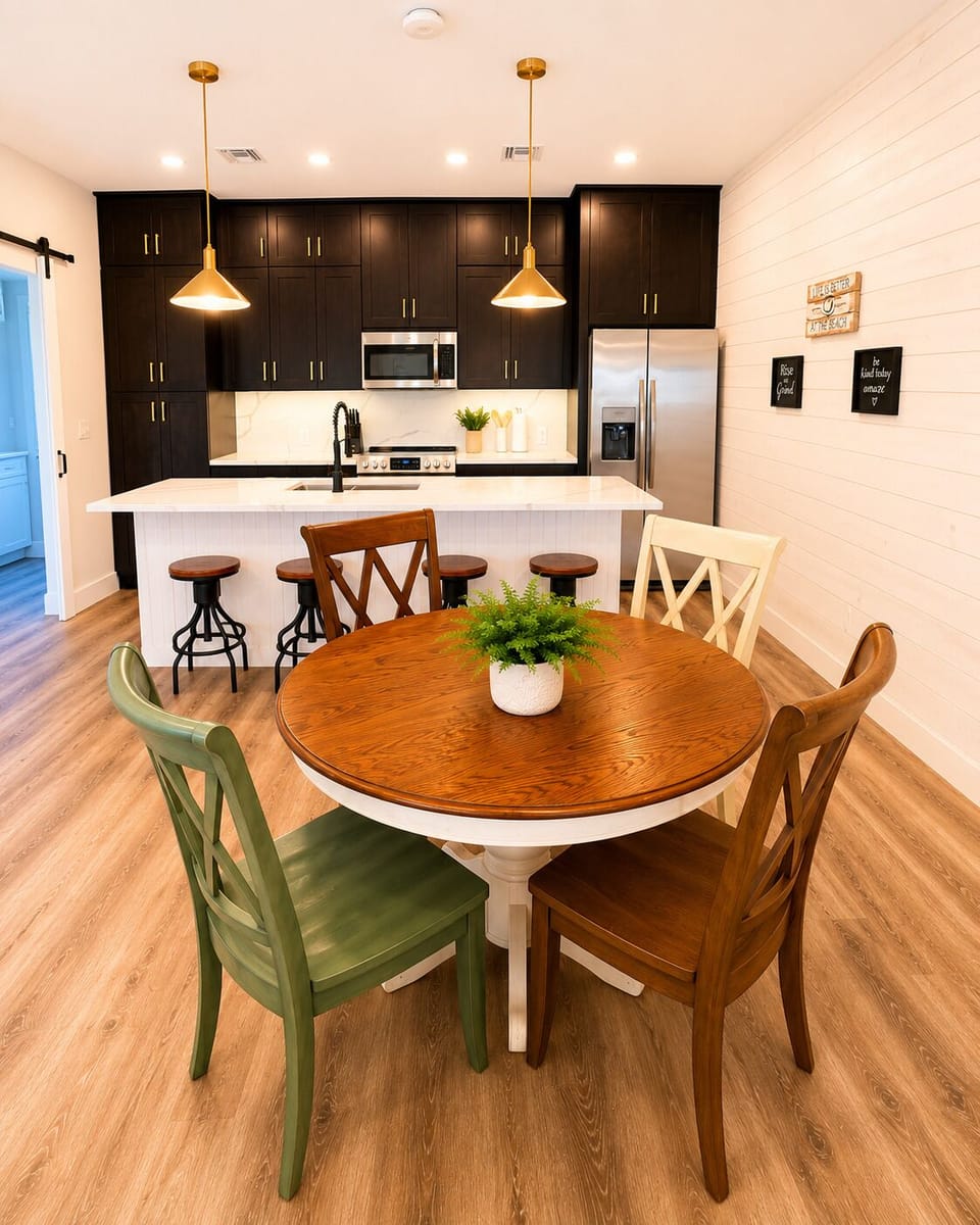 Open living and dining layout with modern finishes