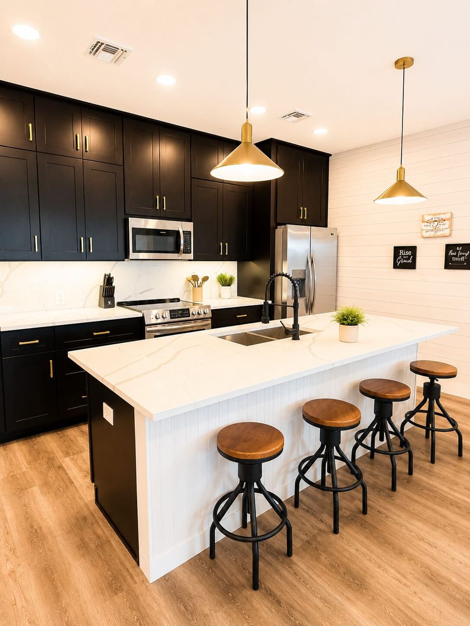 Modern kitchen with island seating for gathering and dining