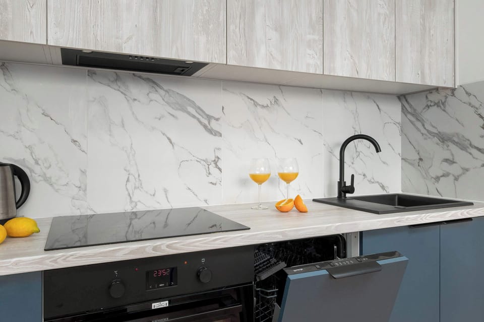 Fully equipped cooking area with everything needed for short and extended stays.