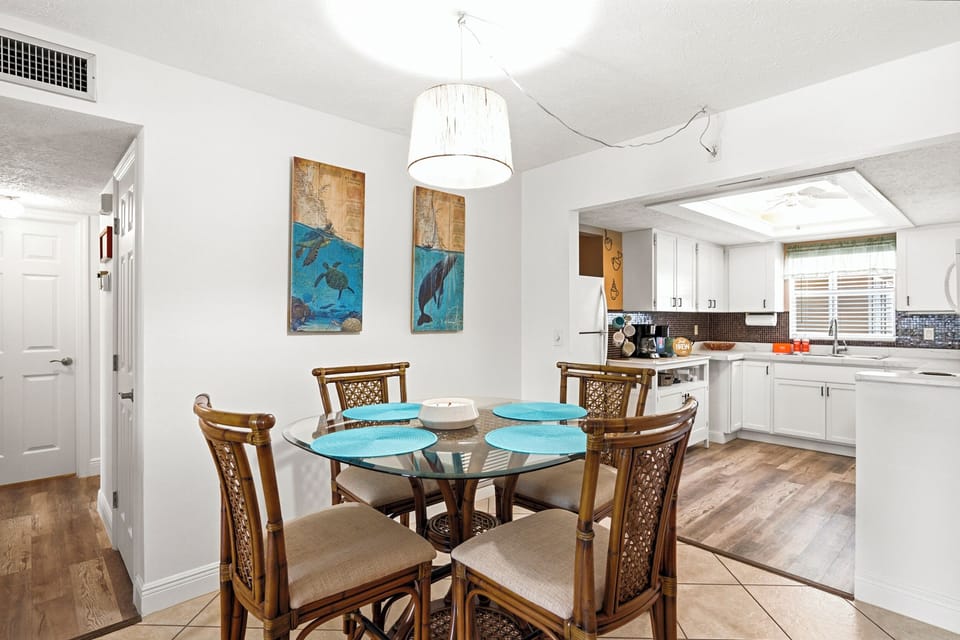 Gather comfortably with dining space for 4 guests.