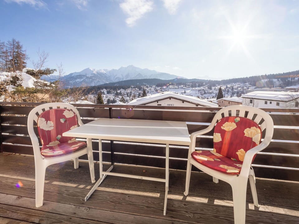 Furniture, Outdoor Furniture, Chair, Table, Outdoor Table, Mountain Range, Valley, Ridge, Alps, Snow