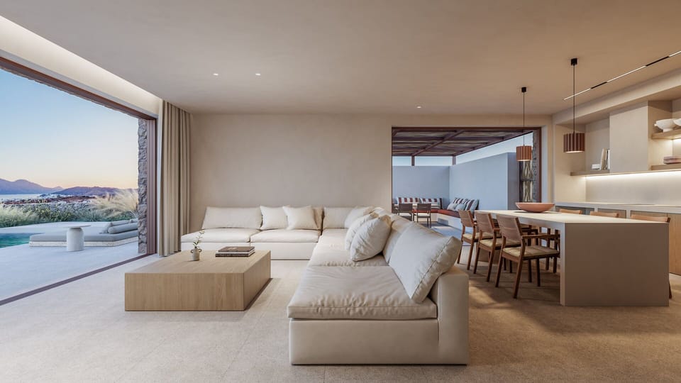Ninemia Sea View Three Bedroom Private Pool Villa | Living area | 43-inch Smart TV with satellite channels