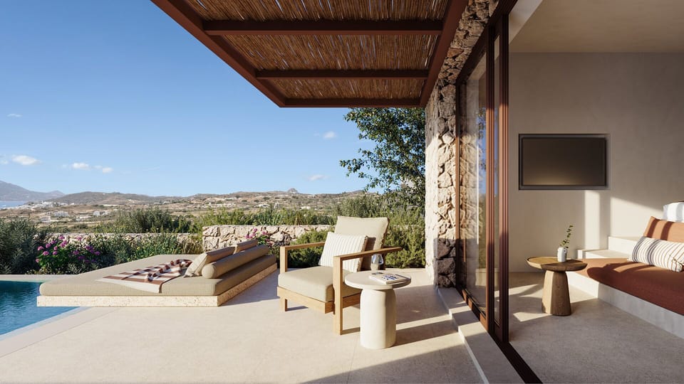 Eos Sea View Maisonette Private Pool Suite | Terrace/patio