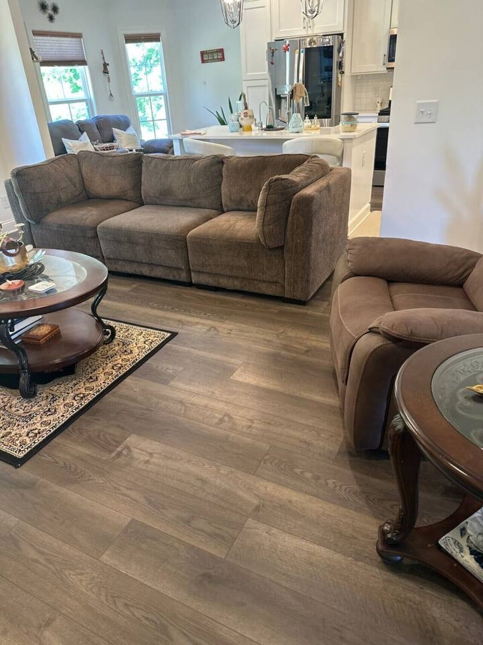 Spacious, comfortable living room with smart tv