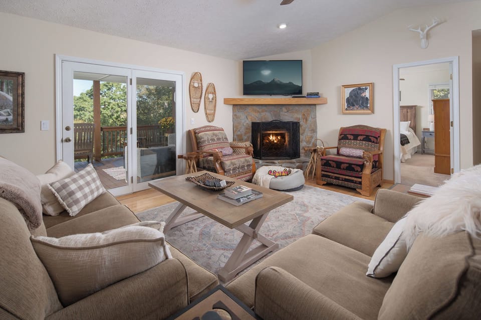 Living Room---Ample Seating, Television, Fireplace