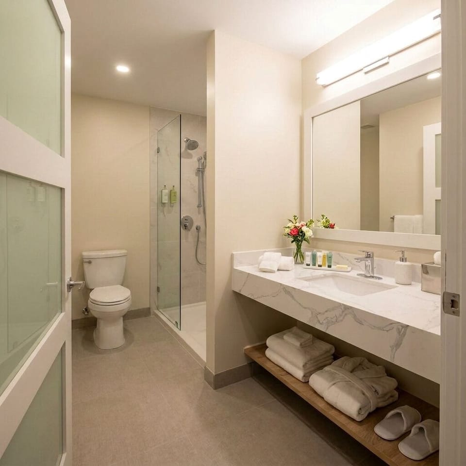 Basic Double Room, Courtyard View | Bathroom | Free toiletries, hair dryer, towels, soap