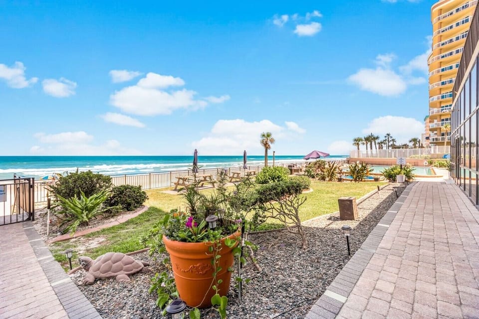 Landscaped beachfront
