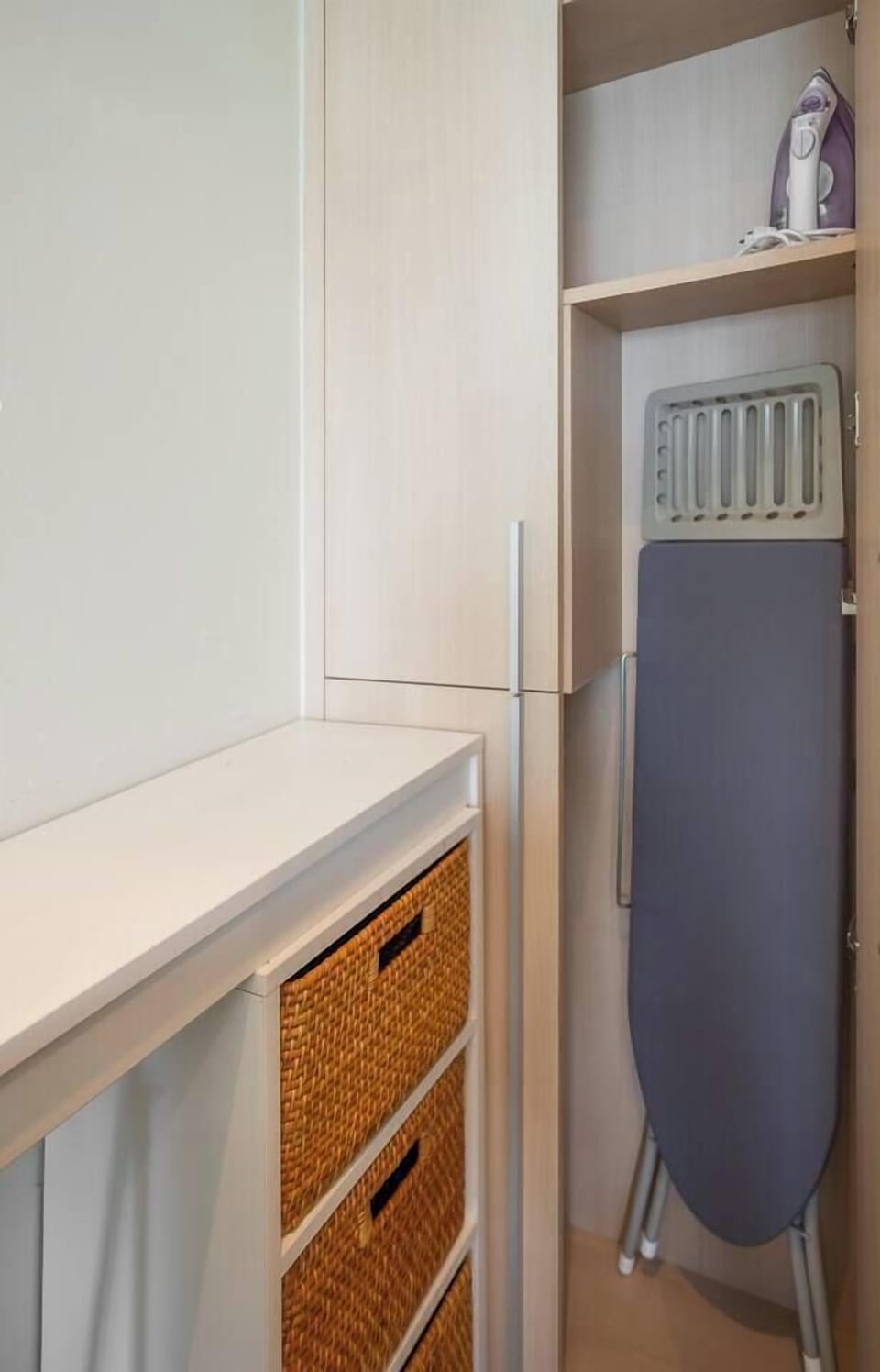 iron and ironing board is provided.