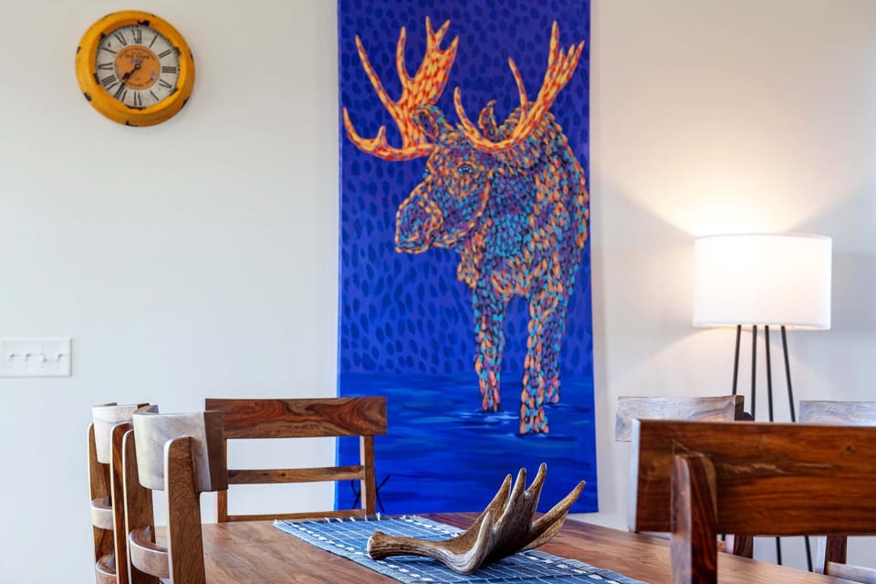 The entire home is furnished with stunning local art from Teton Valley.