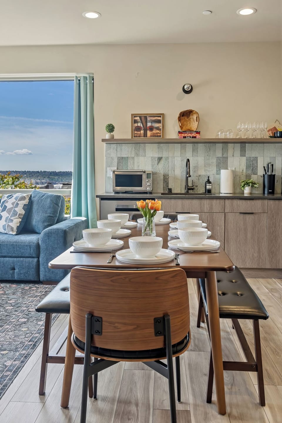 Stylish open concept with cozy touches that invite you in.
