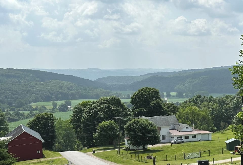 View coming down the hill to the farmhouse’s 