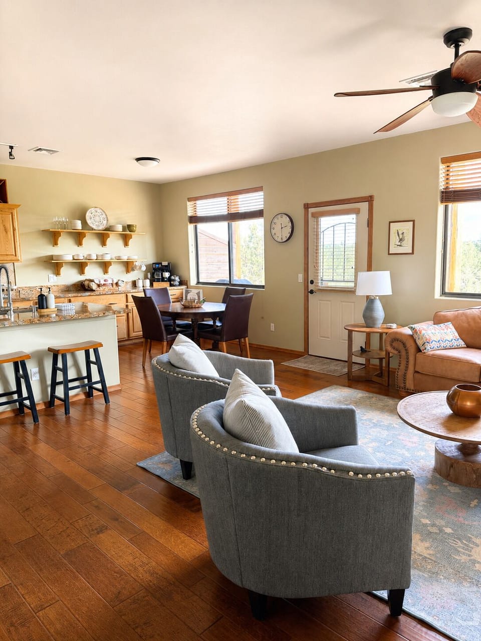 Open living space; exterior door to private balcony
