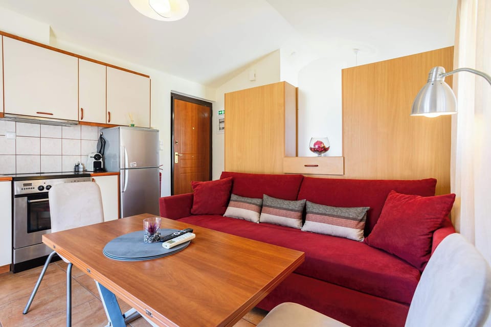 Stylish studio layout combining living, dining, and sleeping areas