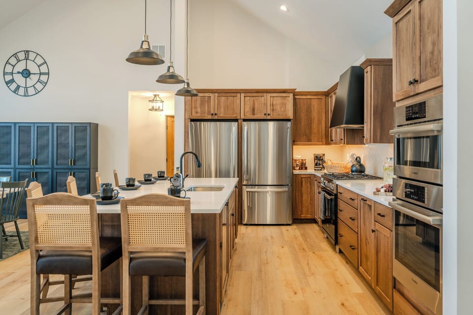 A bright, open kitchen designed to comfortably handle meals for a full house