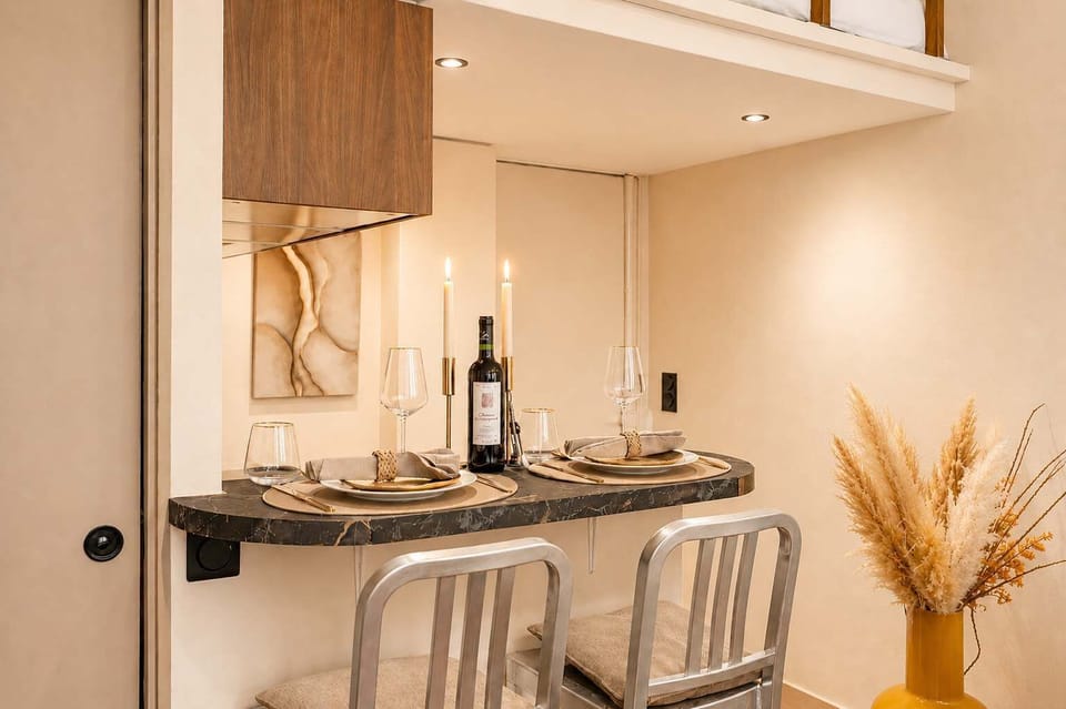 Dining area that can double as a work space.